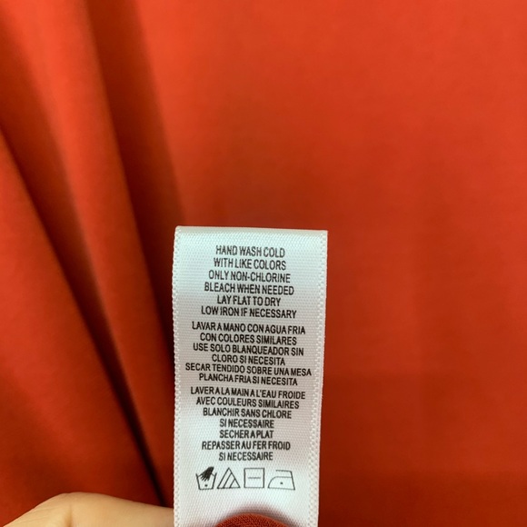 Calvin Klein Fall Red Orange Short Sleeve Crewneck Tunic Blouse Size Medium - Picture 13 of 15